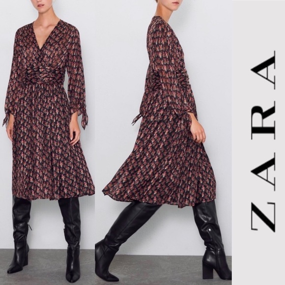 Zara Dresses & Skirts - Zara Floral Wrap MIDI Dress xs